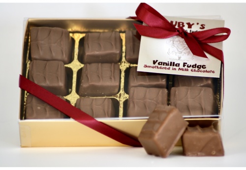 Vanilla Fudge Coated in Milk Chocolate