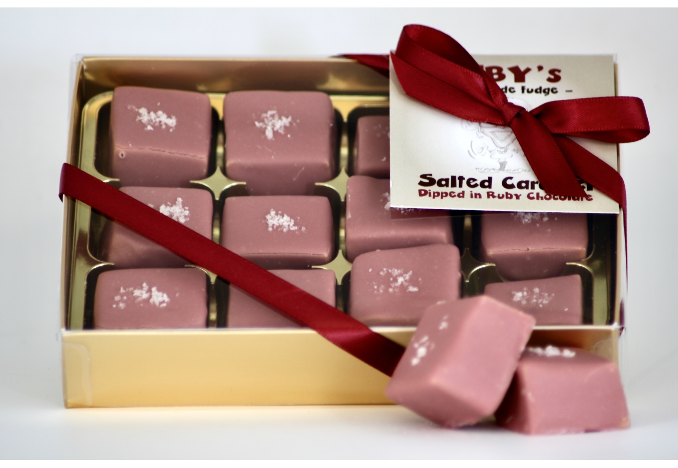 Salted Caramel Fudge in Ruby Chocolate 